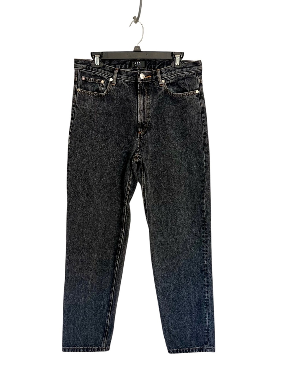 A.P.C. Martin tapered leg jeans men’s sz 31x30 washed black rigid denim
